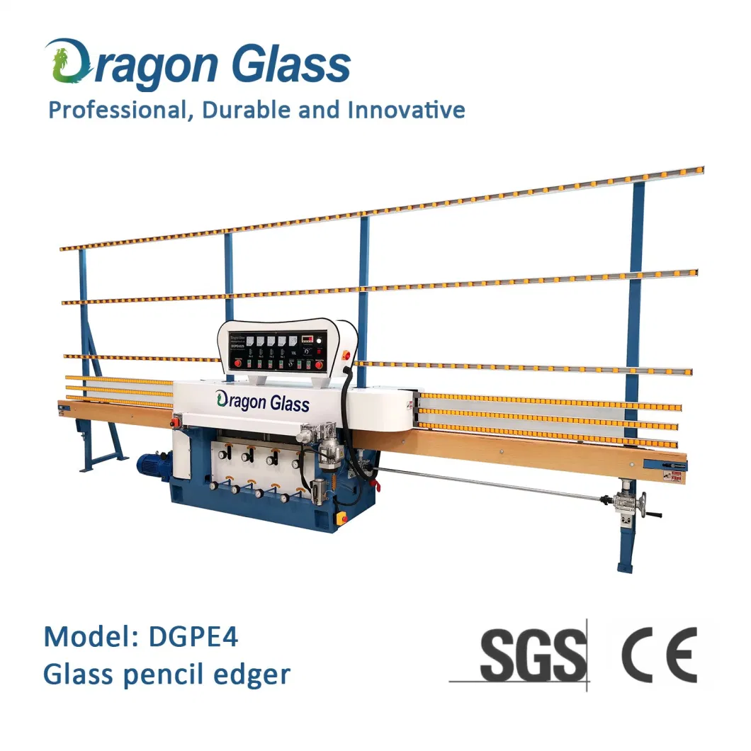 4 Spindle Glass Pencil Flat Edger & Variable Miter Shape Mitering Beveling Washing Notching Drilling Engraving Sandblasting Breaking Polishing Edging Machine